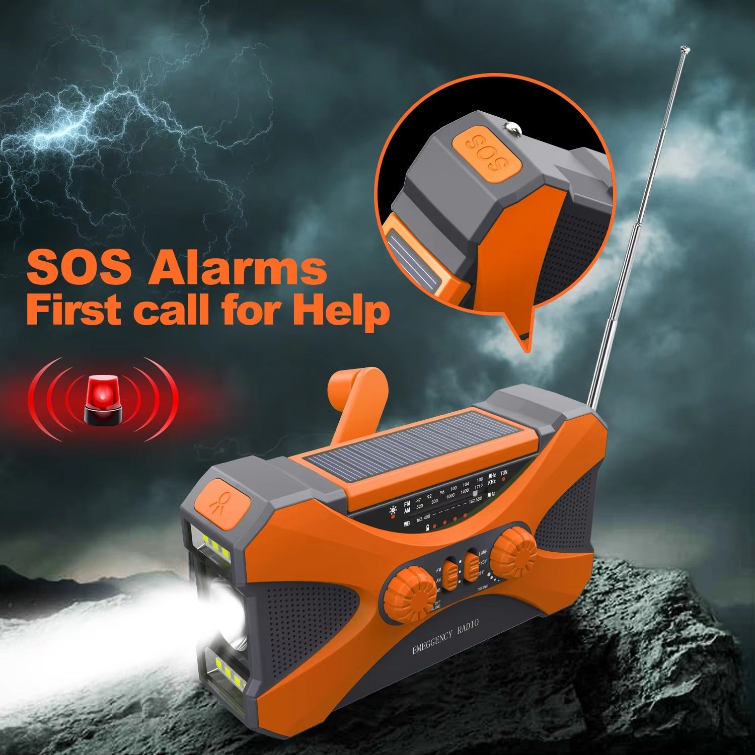 Emergency Radio – 10,000mAh Solar, AM/FM/NOAA